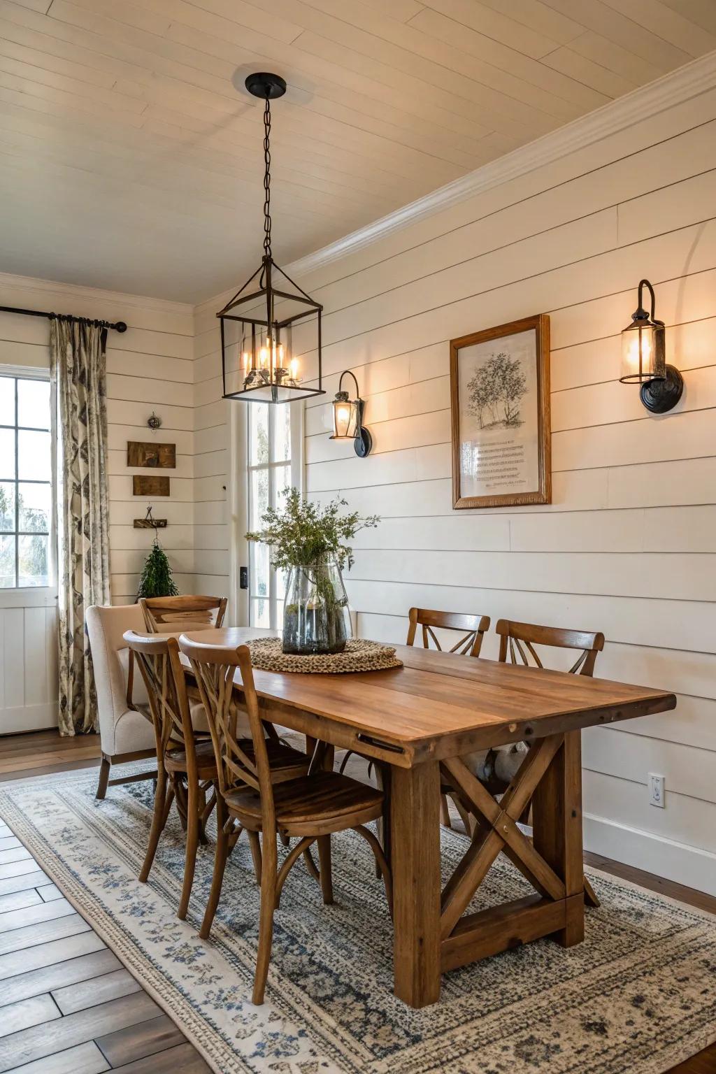 A focal wall adds texture and dimension to the space.