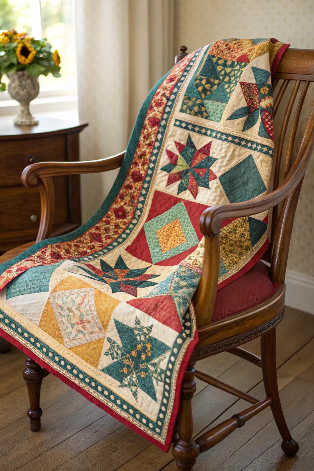 Contemporary traditionalism quilts intermingle the antique with the novel in a harmonious design.