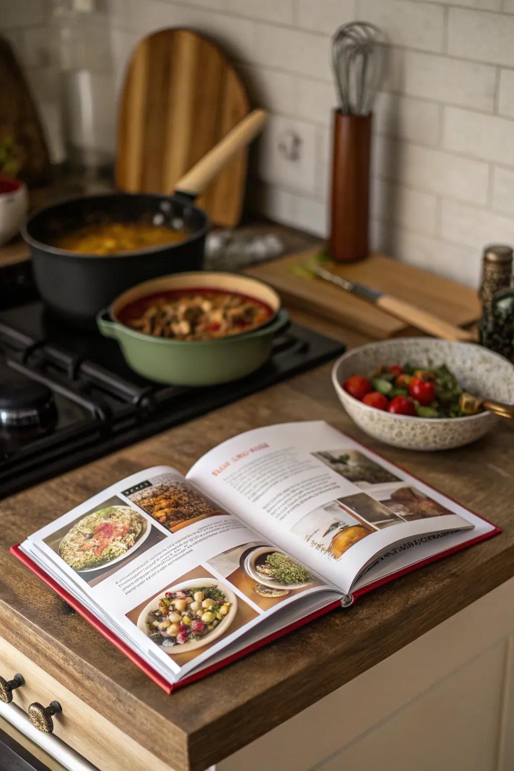 A cookbook with local cuisine for enriching culinary endeavors.