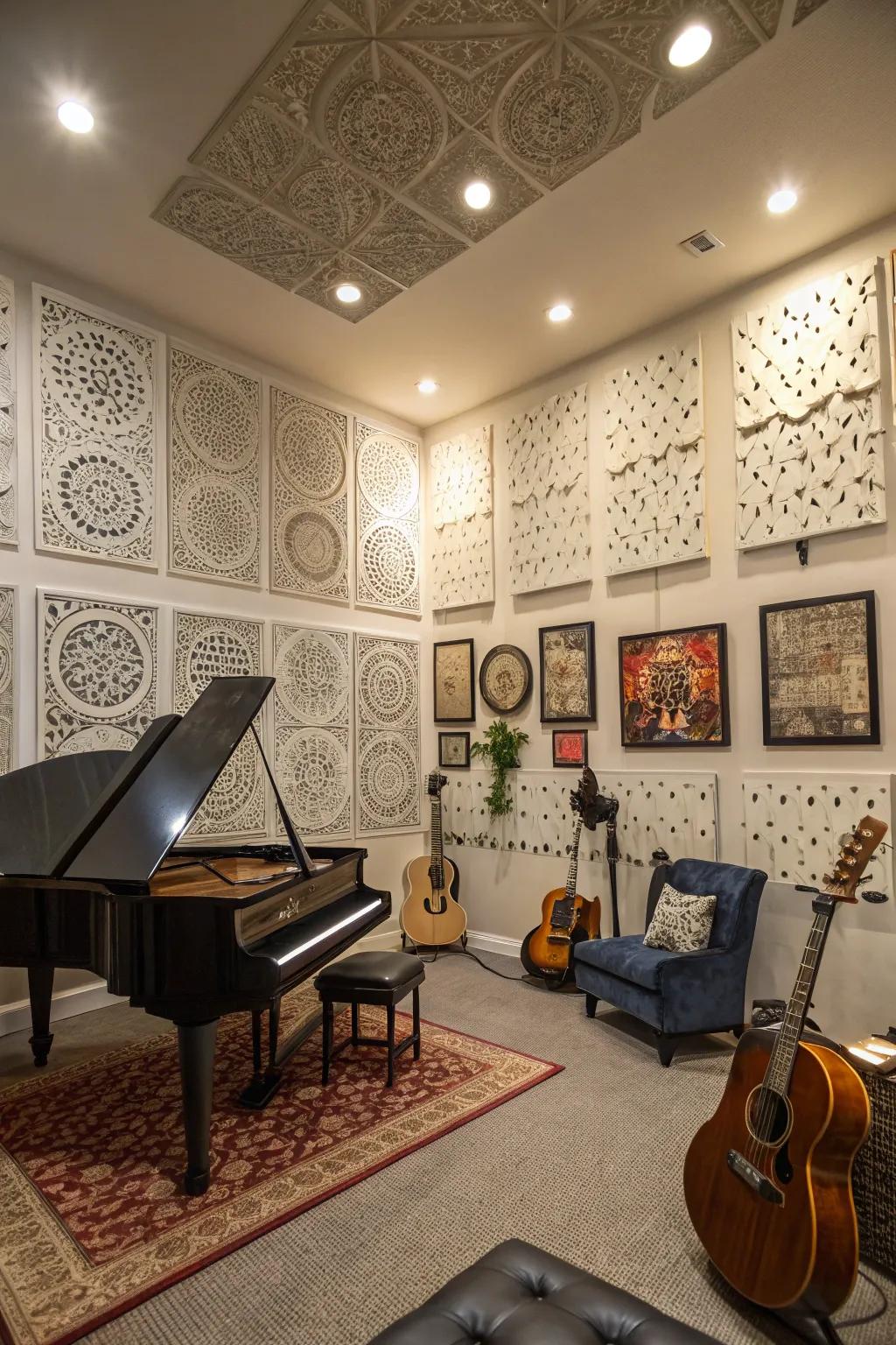 Acoustic panels both refine sound and beautify the setting.