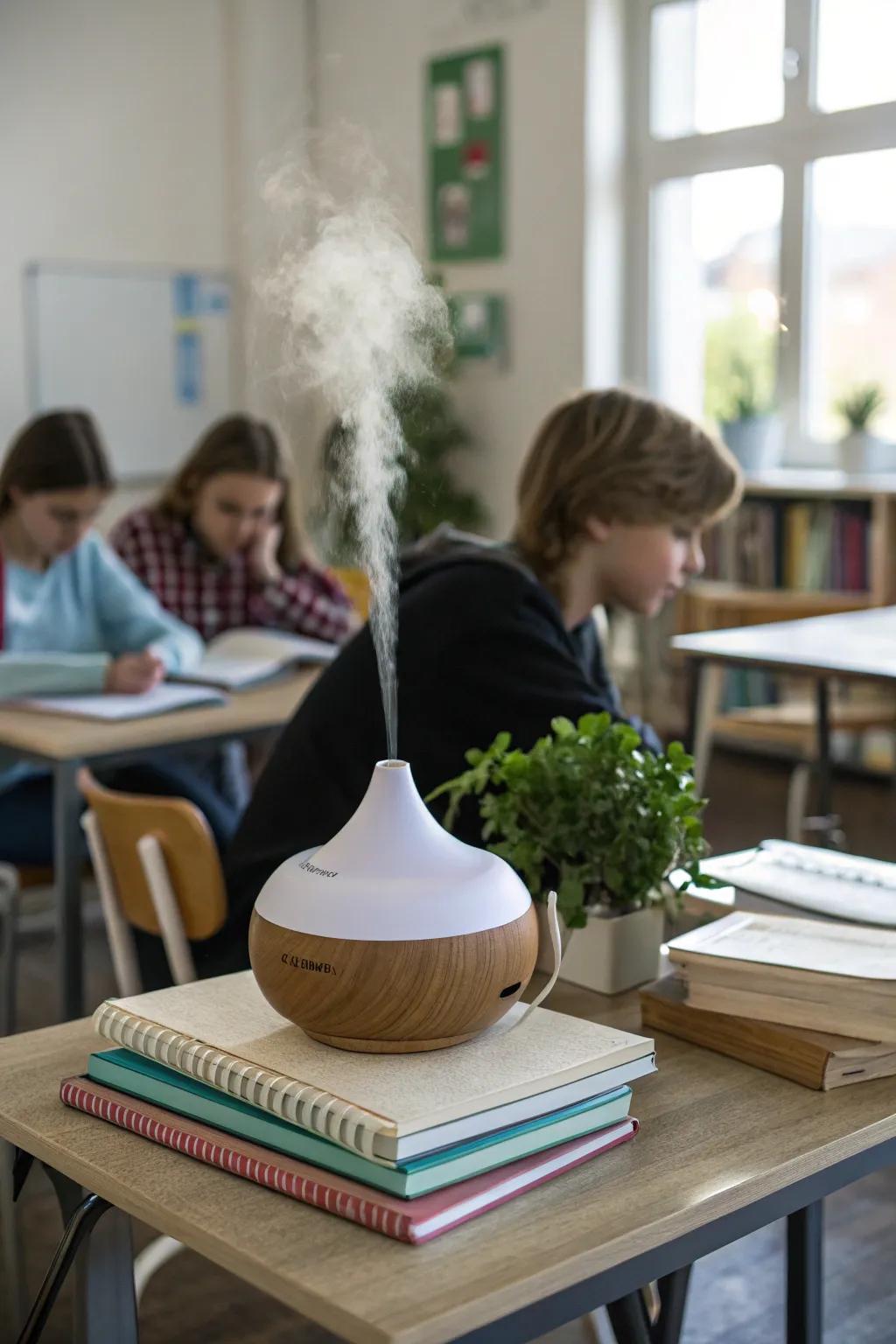 Natural scents elevate the classroom's calming atmosphere.