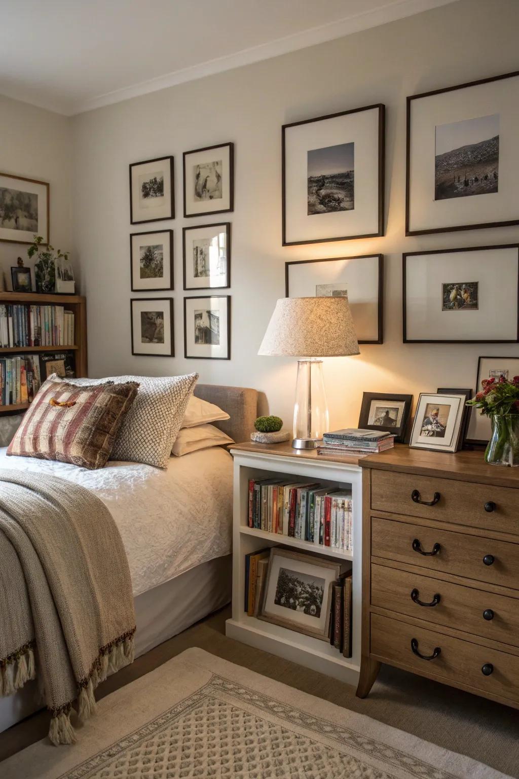 Personal sentiments render the bedroom uniquely yours.