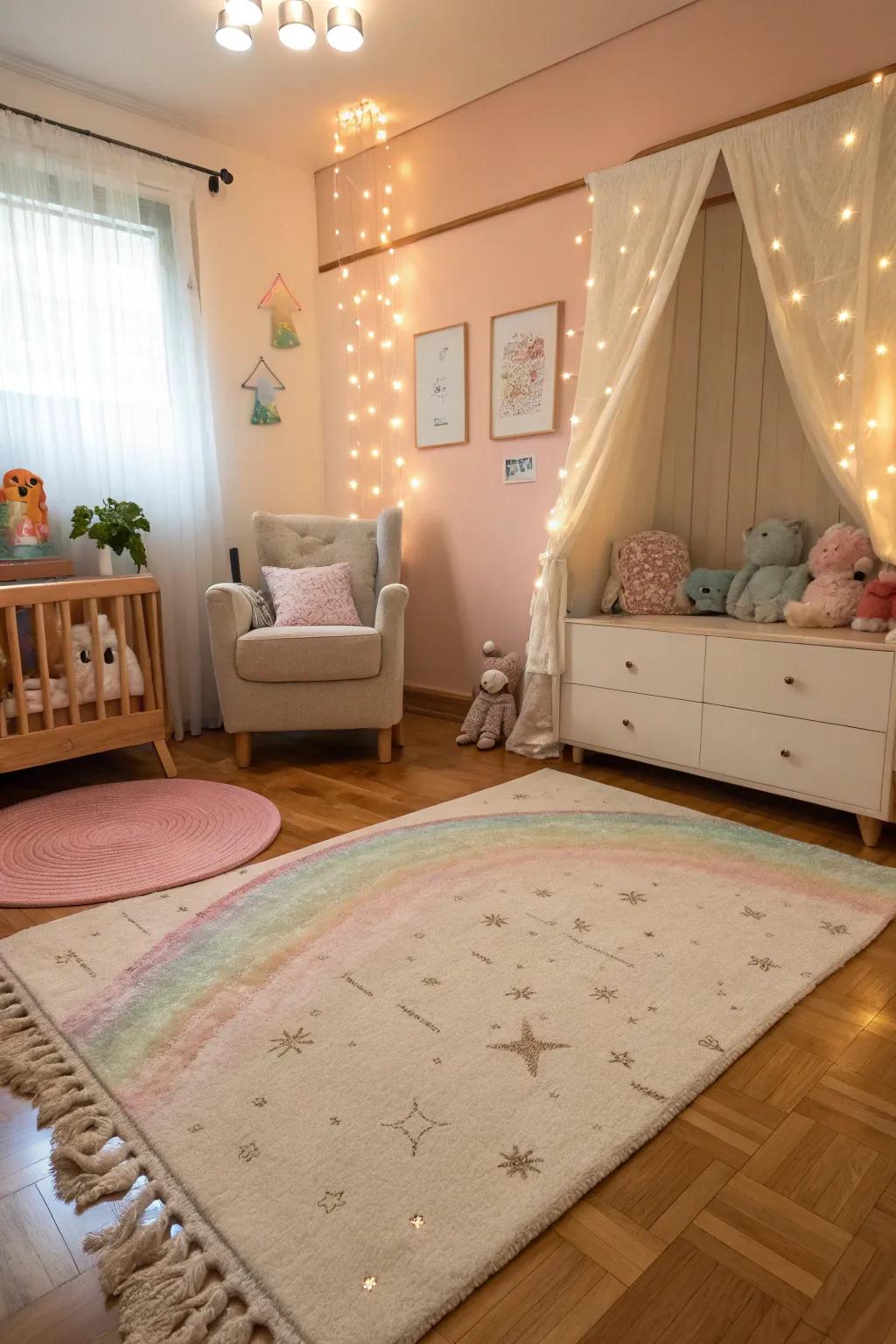 A hint of shimmer adds elegance to the nursery.