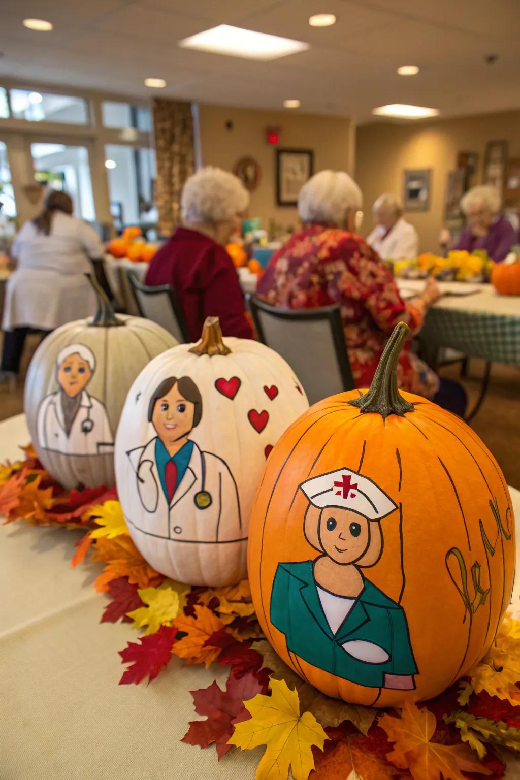 A pumpkin healthcare unit celebrates healthcare heroes.