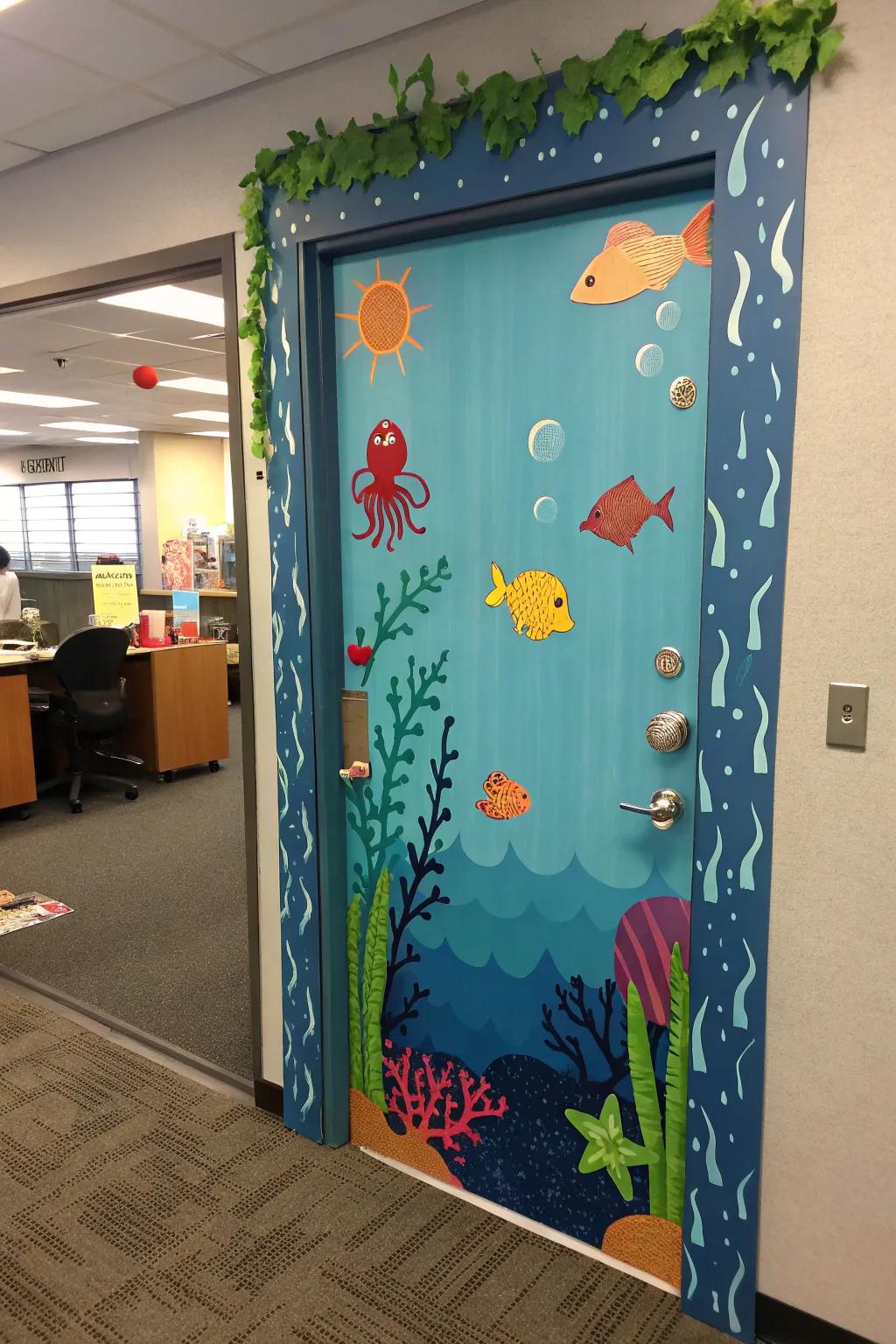 Create a splash using an oceanic-themed entrance.