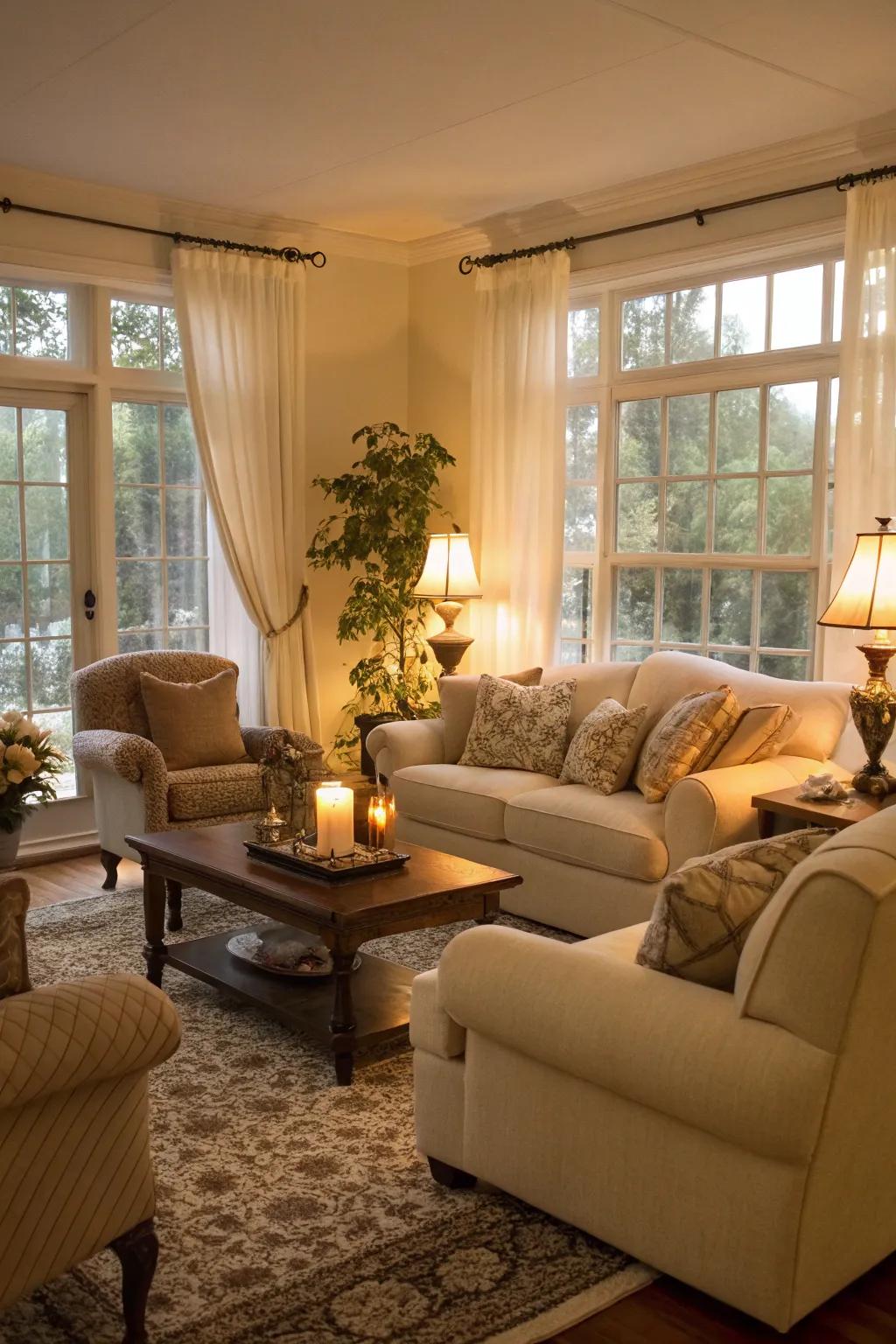 A soothing atmosphere renders the home more inviting.