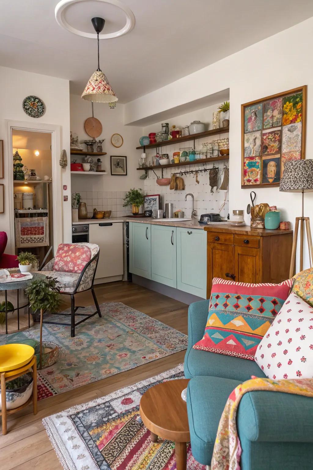 Unusual elements add personality and charm to open spaces.