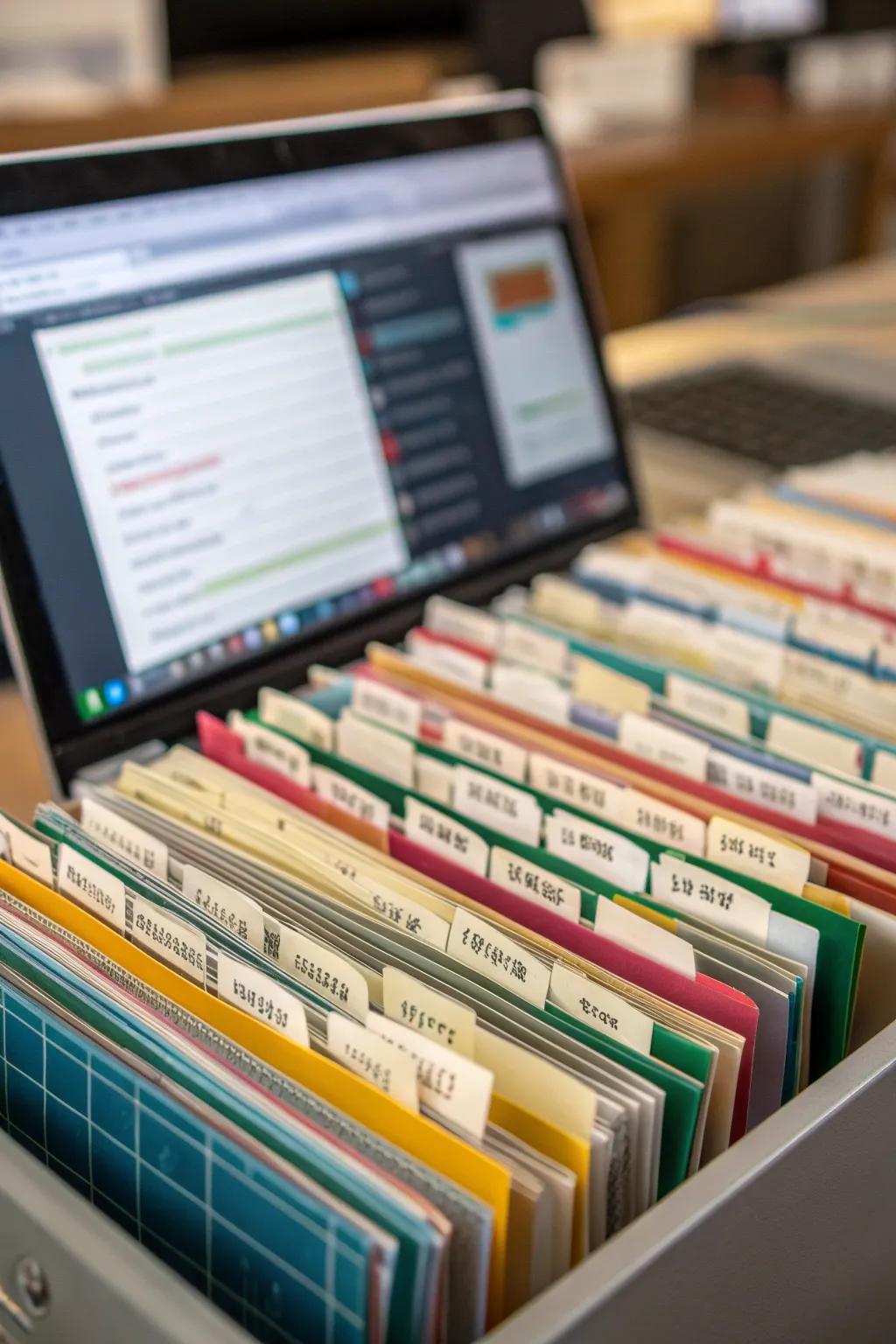 A digital file structure means all items are readily available with the tap of a button.
