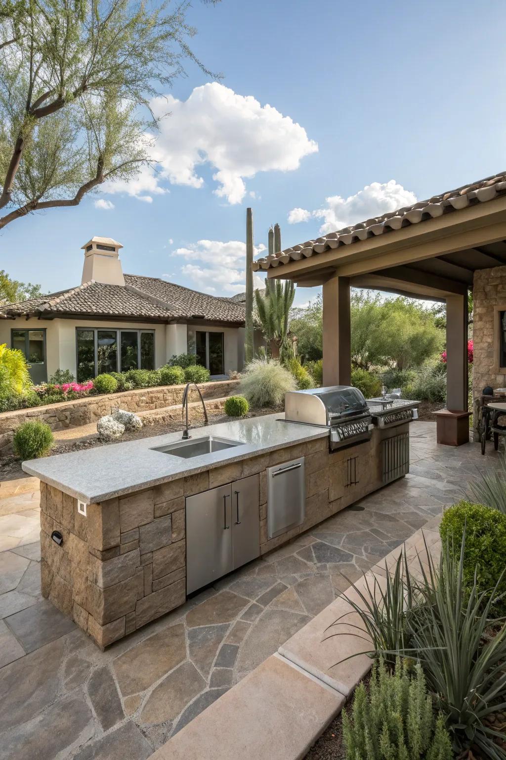 A wet bar infuses practicality and handiness for amusing.