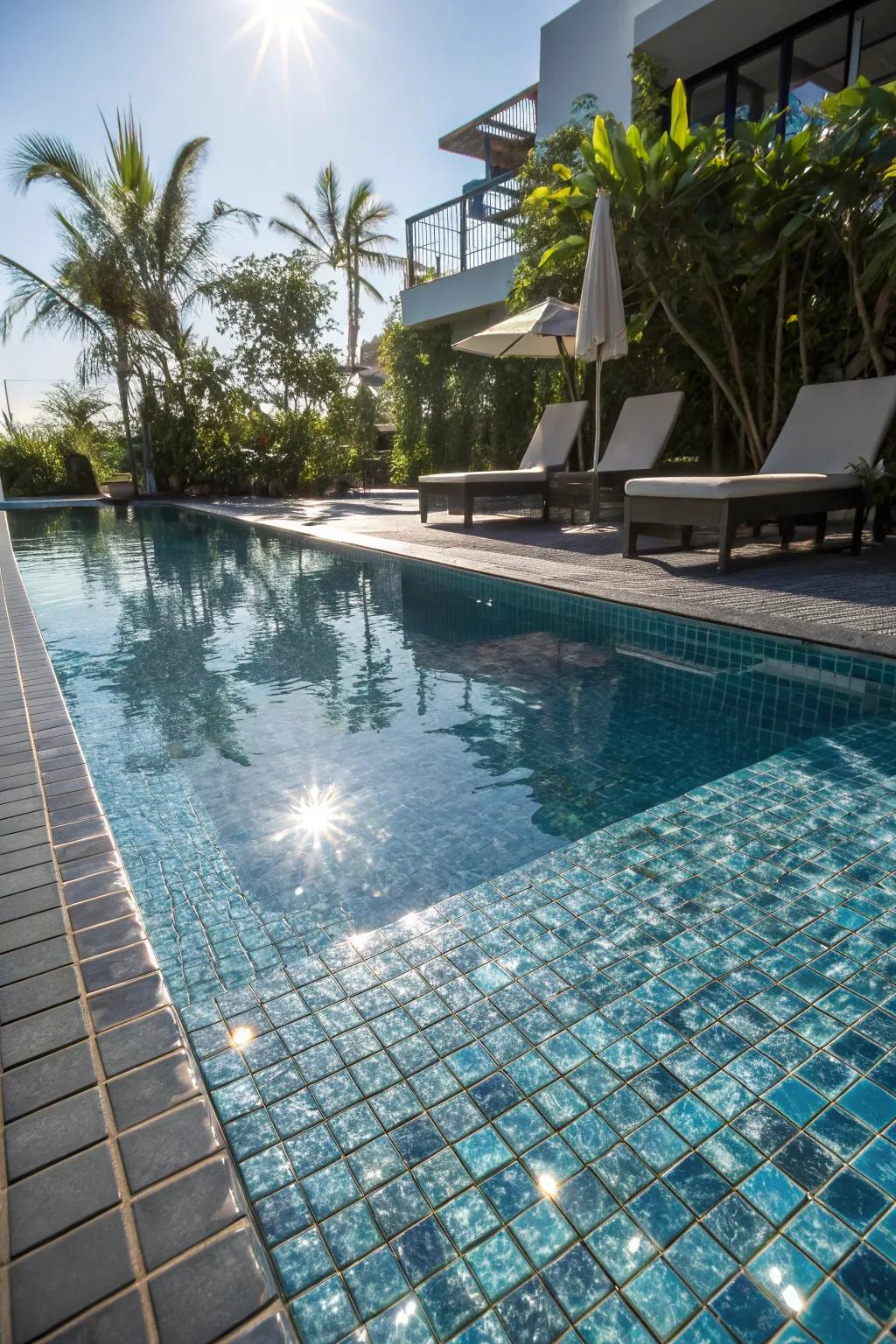 Introduce shimmer to your space with reflective glass tiles.