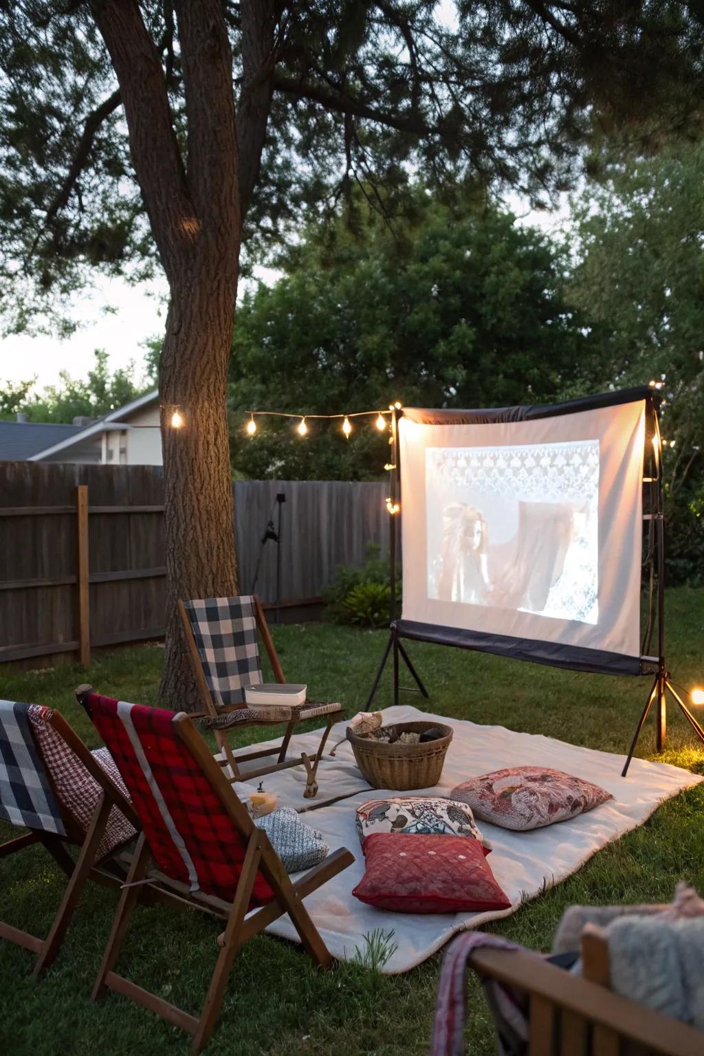 A cinema screen turns your backyard into an enchanting backyard cinema.