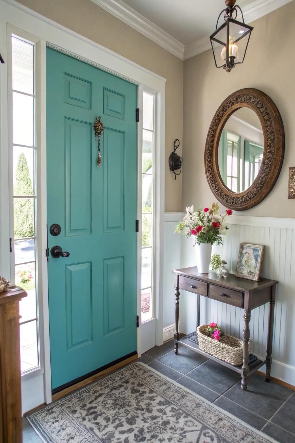Vibrant doors make an unforgettable entryway impression.