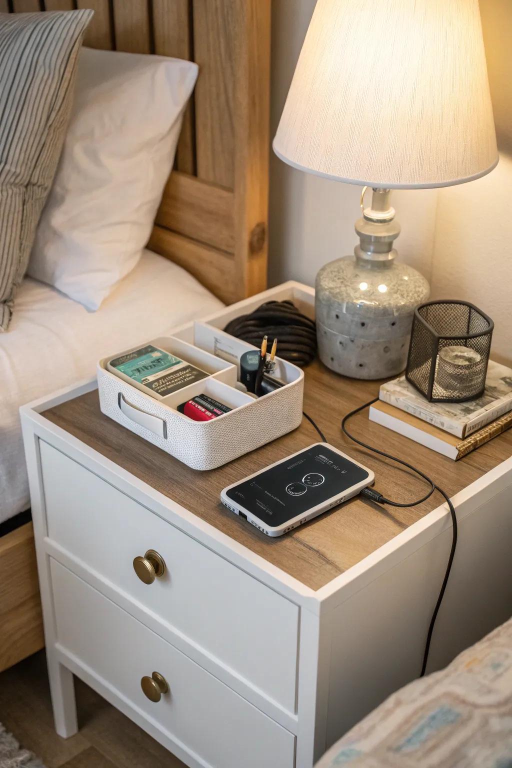 Sumptuous bedside amenities for enhanced convenience.