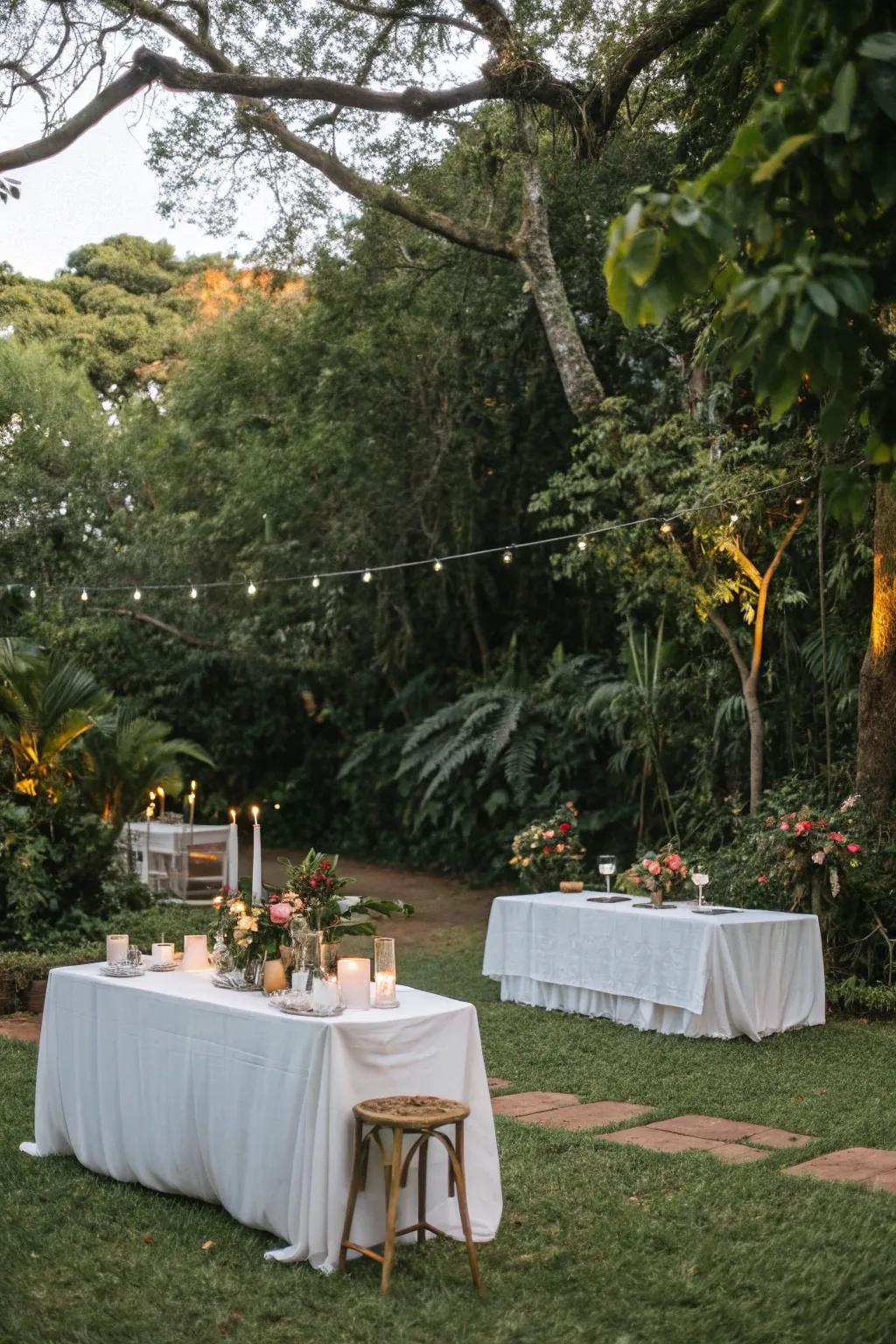Nature makes the perfect decoration for outdoor parties.