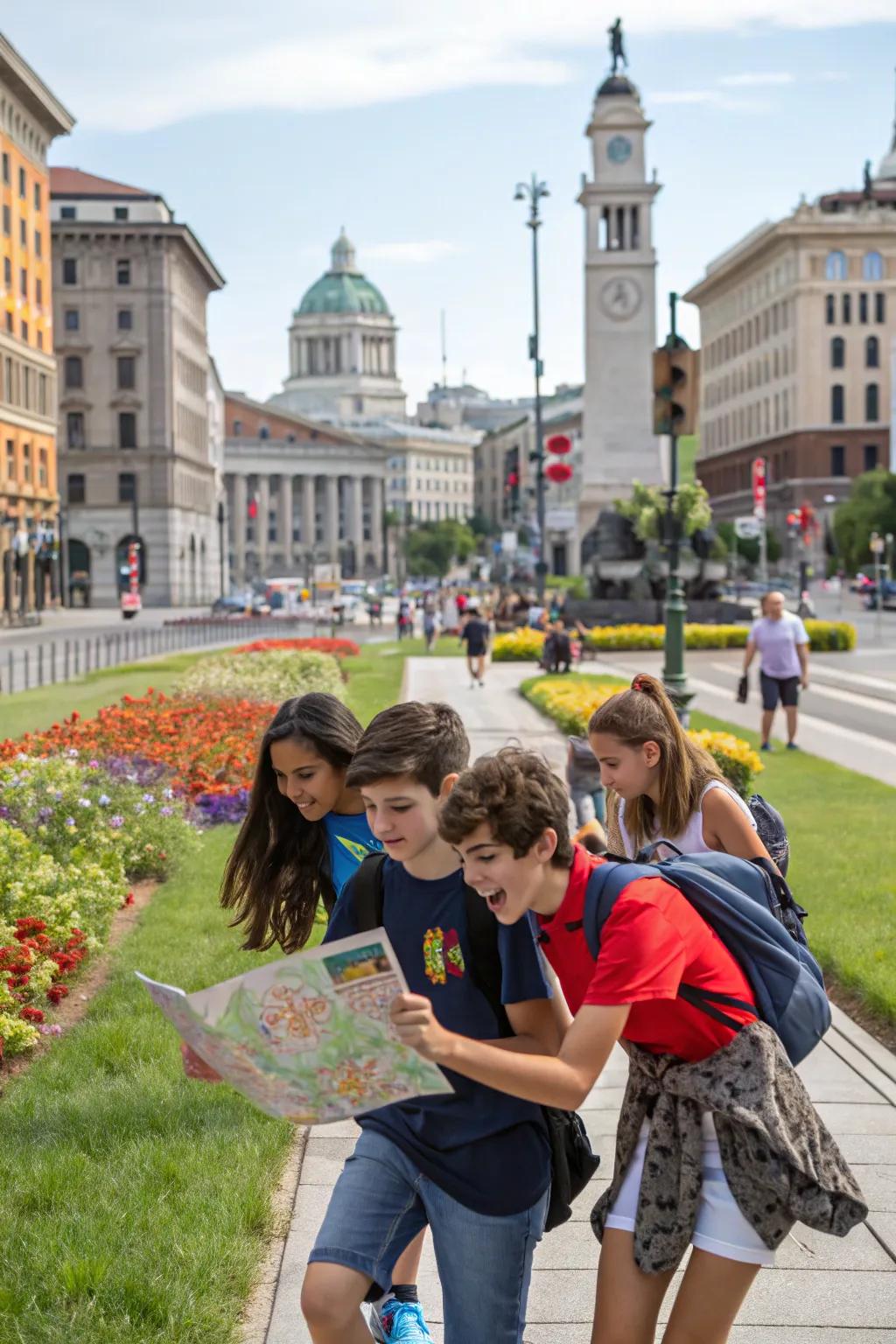 Teens embarking on an exciting treasure expedition adventure.