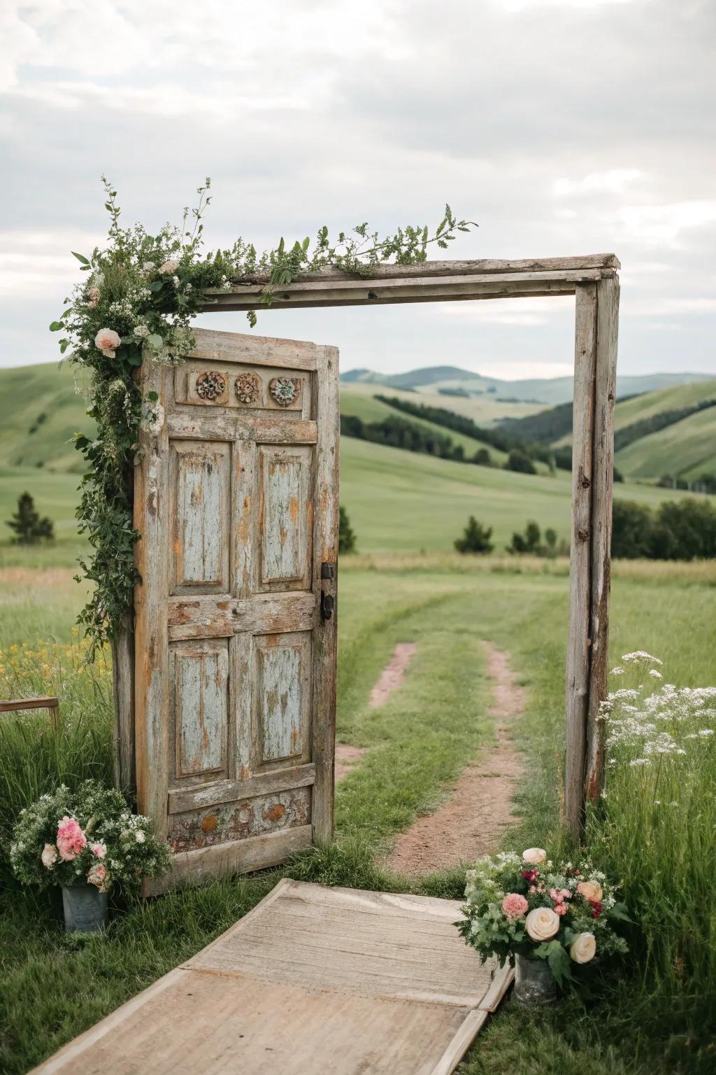 A timeworn gate setup crafting a grand entrance.