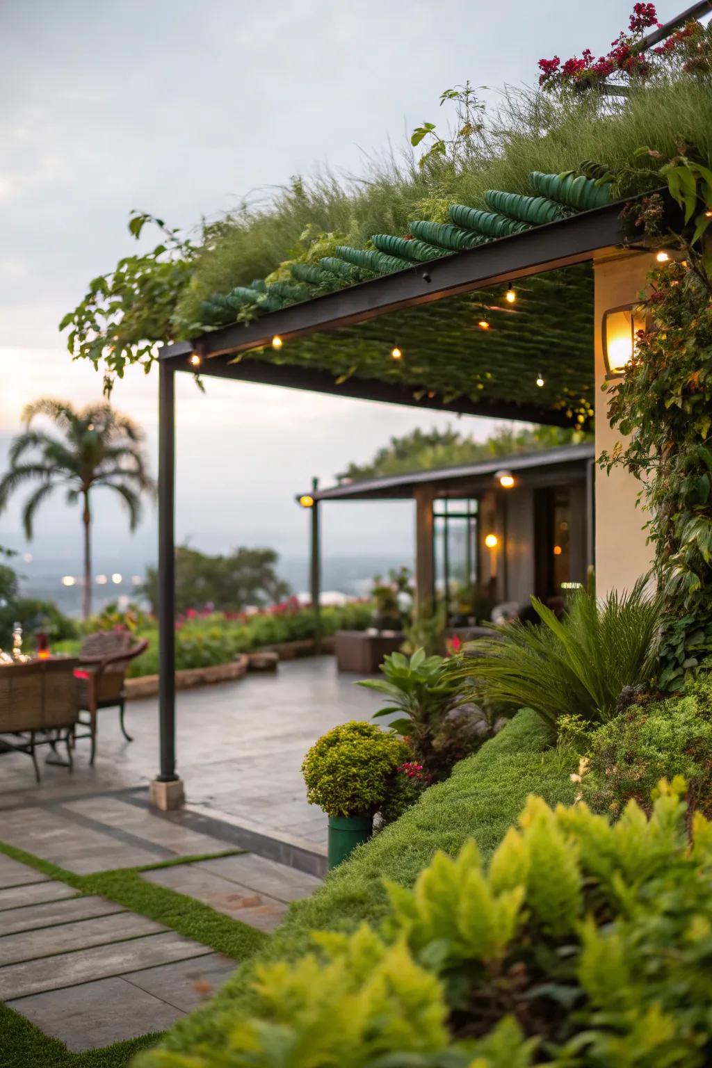 Verdant roofs impart an eco-conscious smidgen onto your patio.