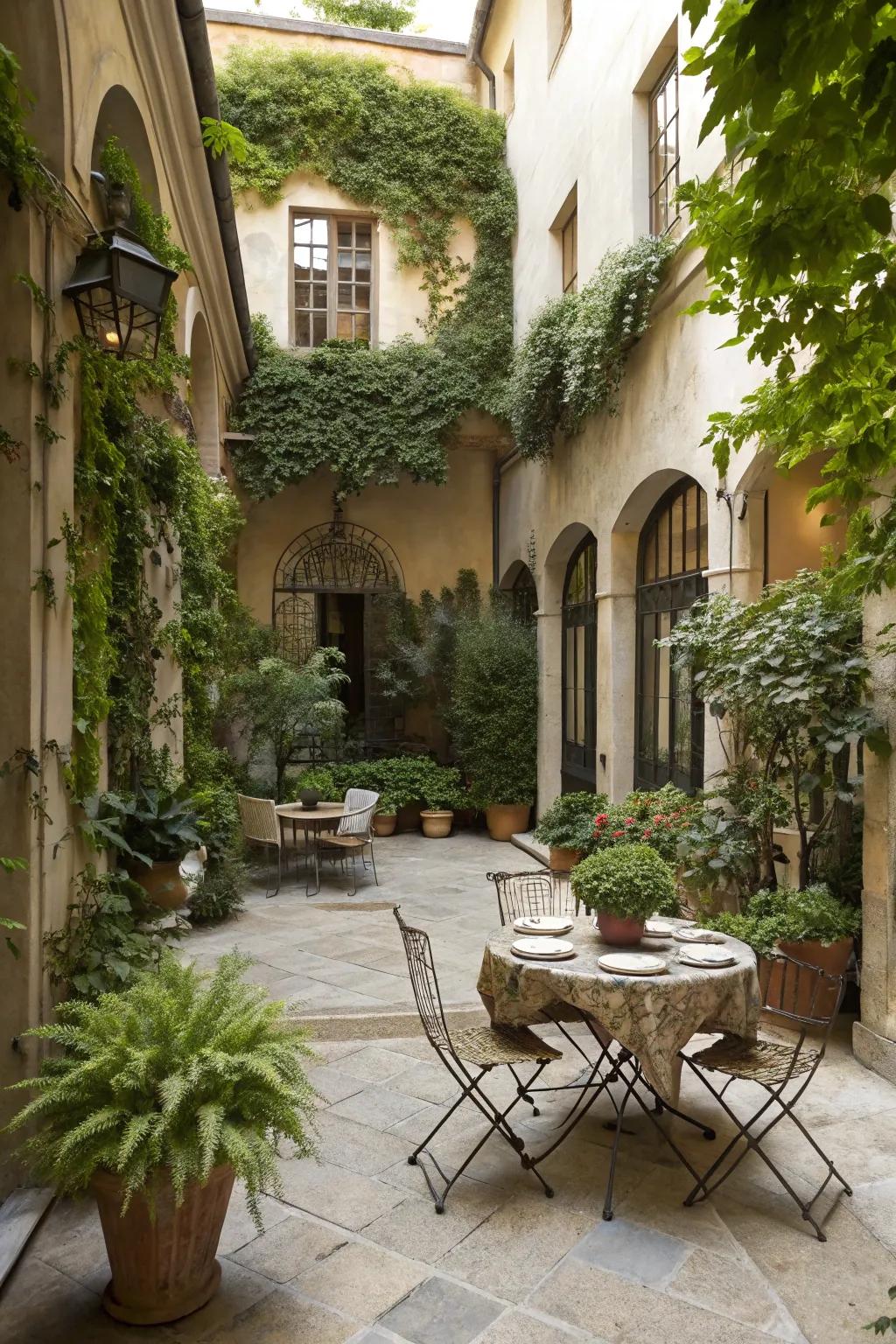 A central dining area invites al fresco meals and gatherings.