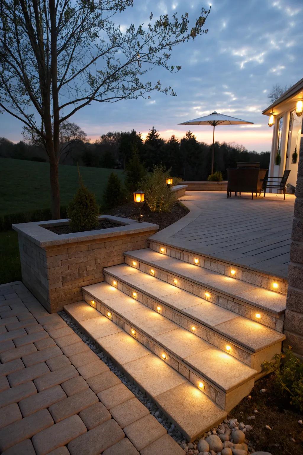 Stride radiance subtly brightens stairs and enhances security and aesthetics.
