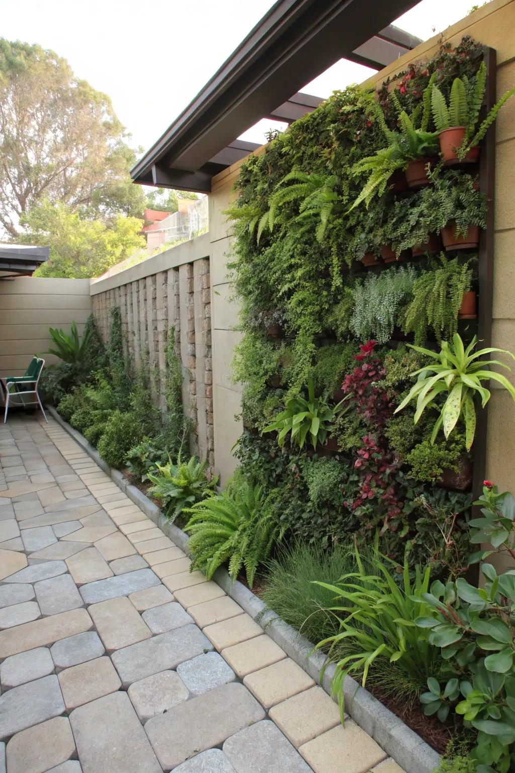 Green walls add foliage sans taking up patio area.