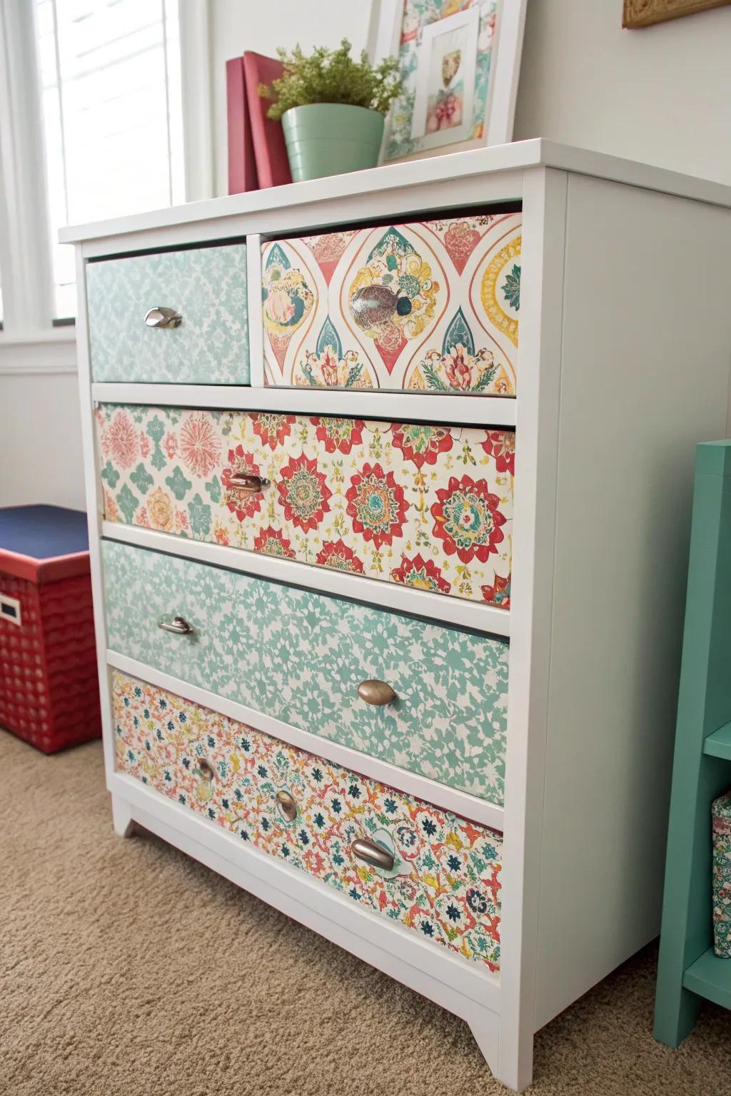 Rehabilitate your furniture using elegant wallpaper visuals.