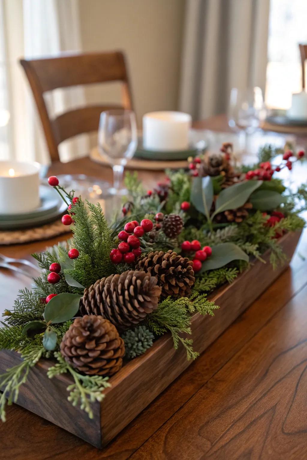 Create a natural element centerpiece for a touch of rustic elegance.