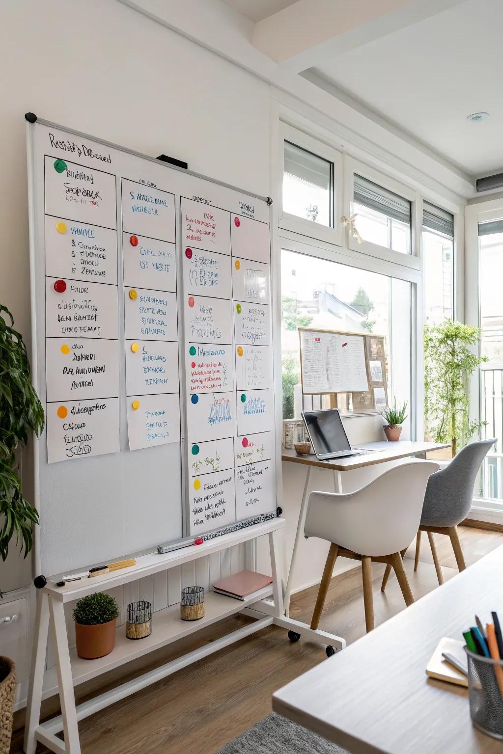 Manage home tasks using a chalkboard planner.