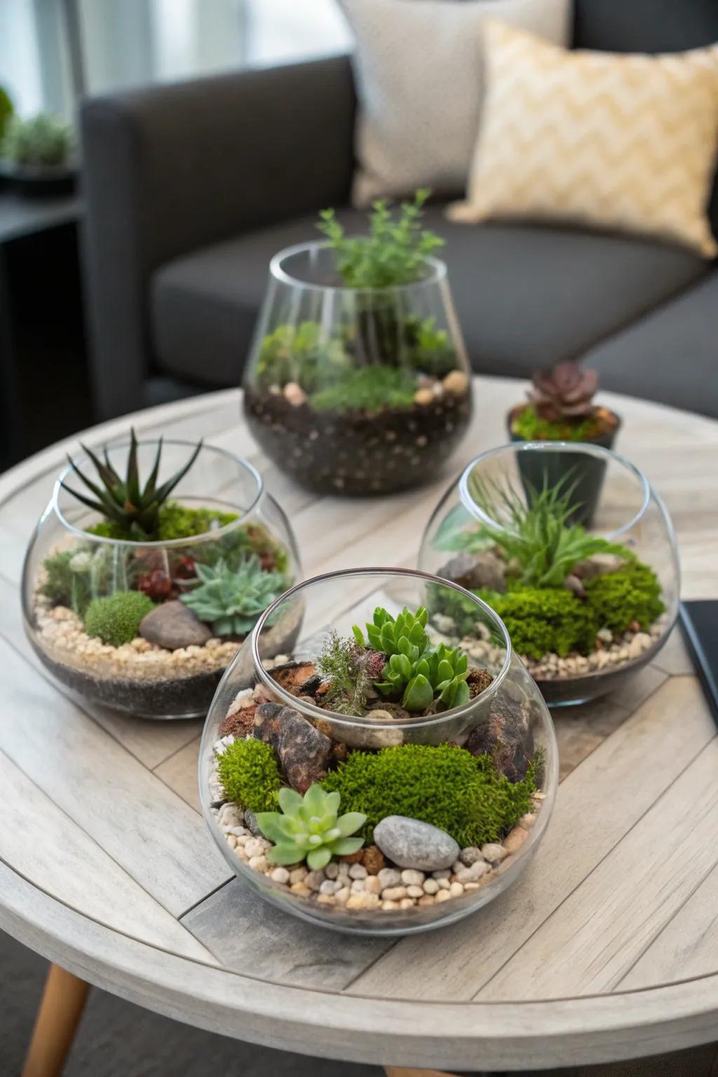 Add whimsy with charming terrariums.