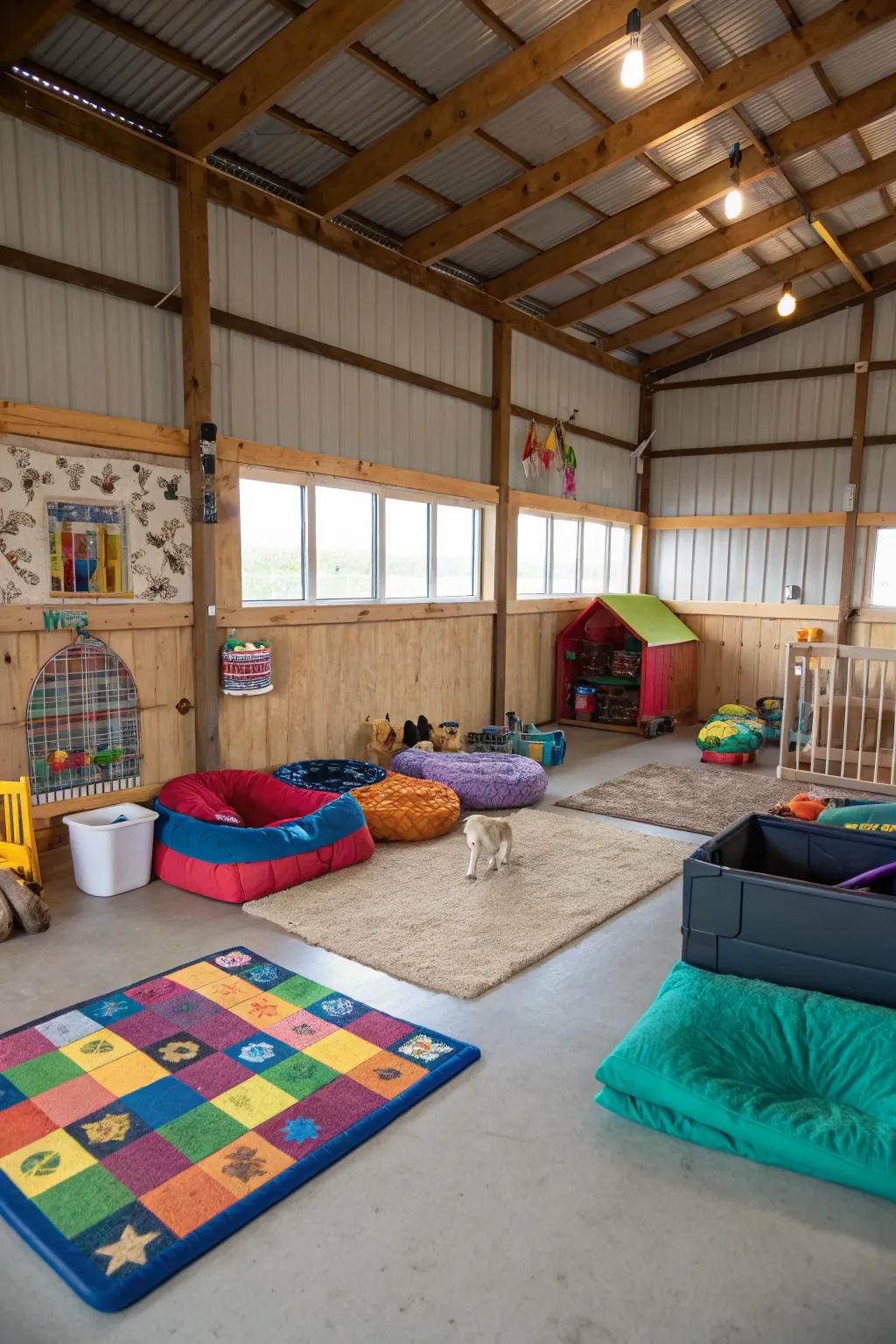 Forge a haven for your pets inside a pole barn retreat.