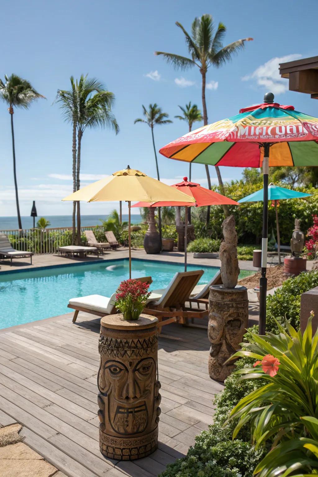 Create a tropical escape with colorful decor.