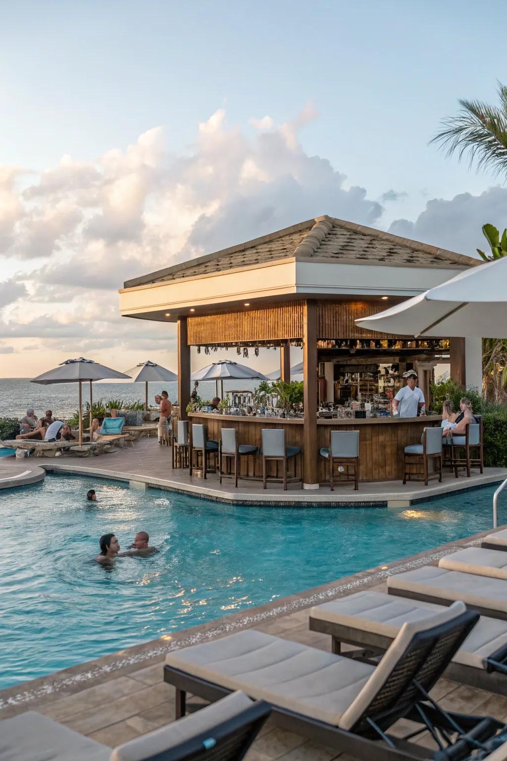 A swim-up bar adds a touch of luxury and convenience to your pool.