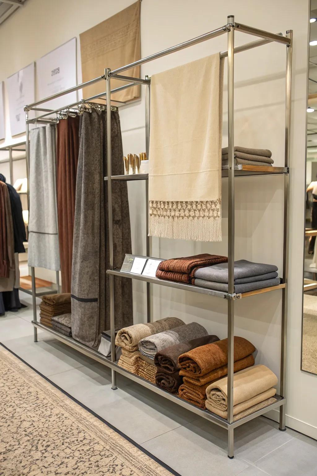 Diverse textures include depth and interest to pop-up shop showcases.