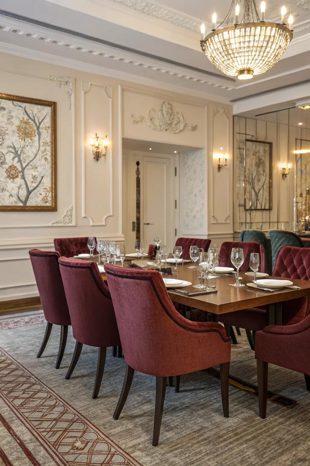 Burgundy infuses a rich and formal touch.
