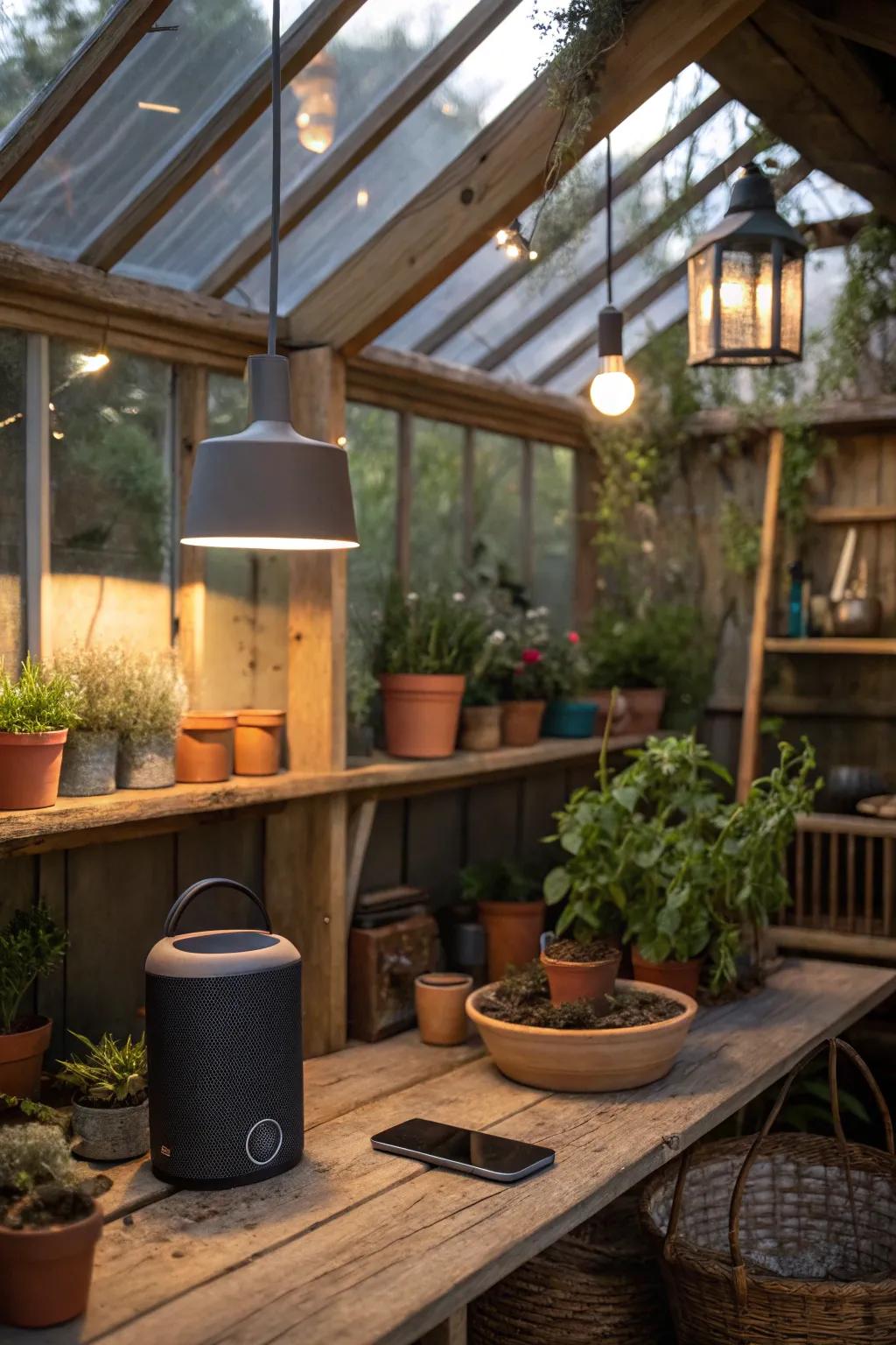 A potting shed boasting modern electronics elements.