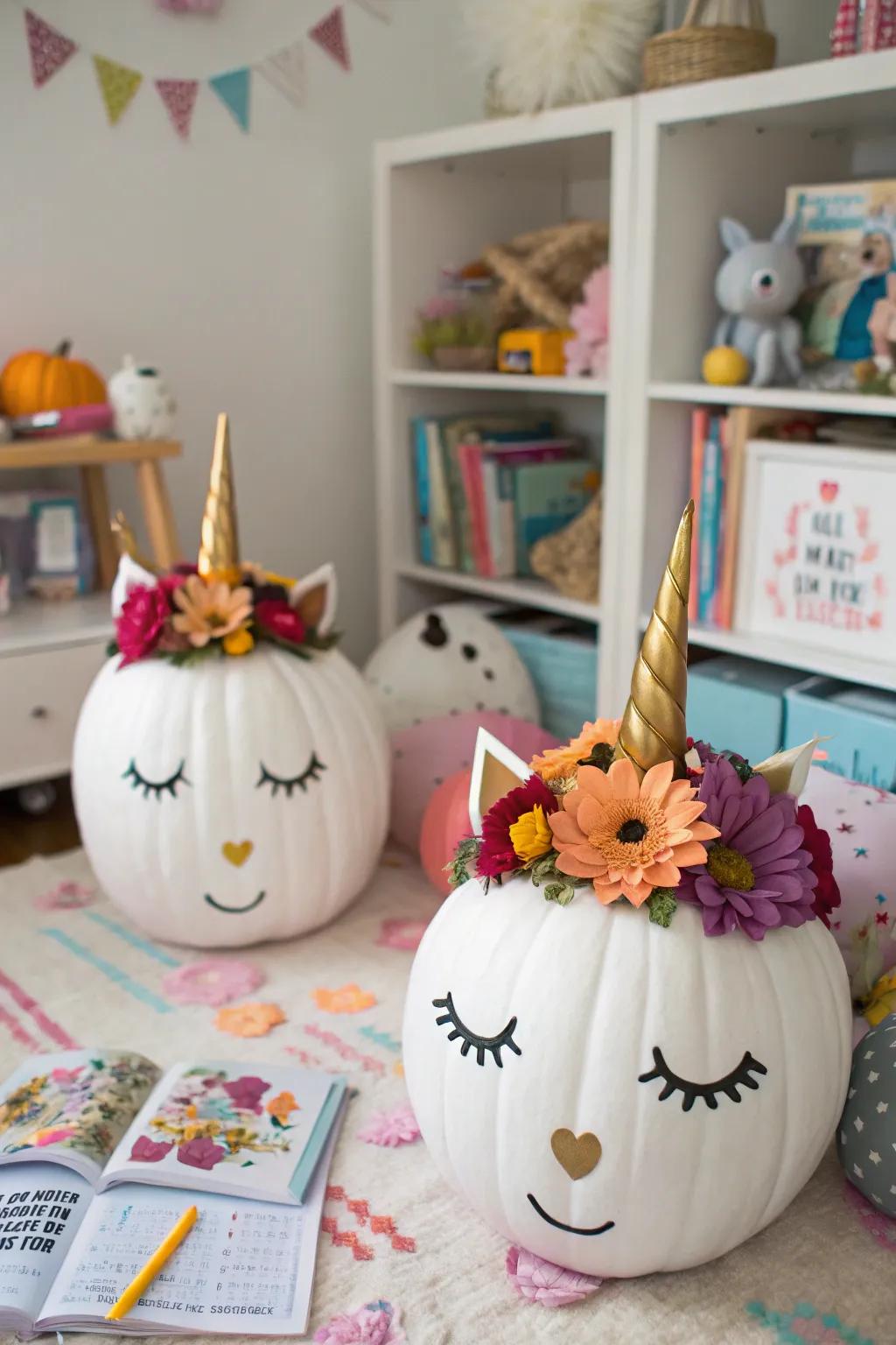 Mythical pumpkins produce a whimsical and magical atmosphere.
