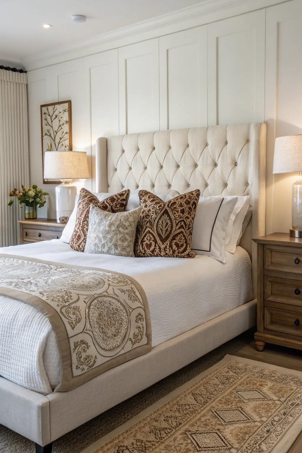 Adding nostalgic elements using vintage-inspired pillows works great in modern settings.
