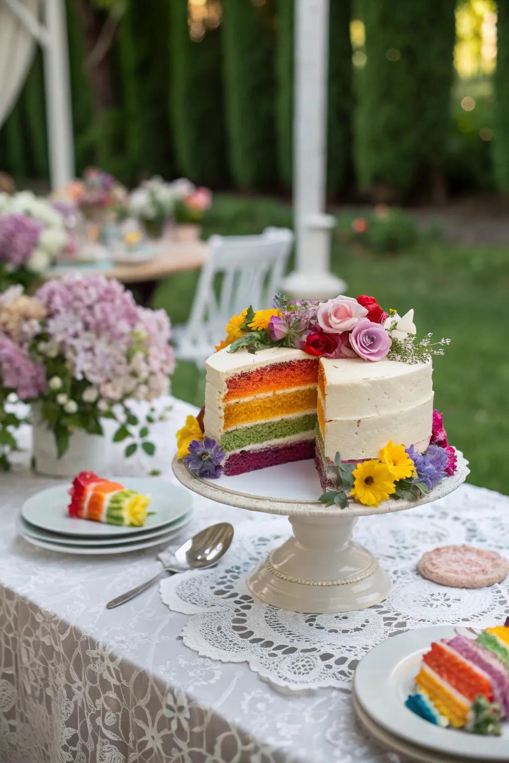Consumable blossoms introduce a delicate comeliness to the spectrum confection.