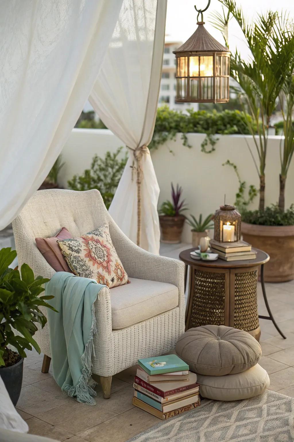 A reading nook that evokes a sense of holiday bliss.