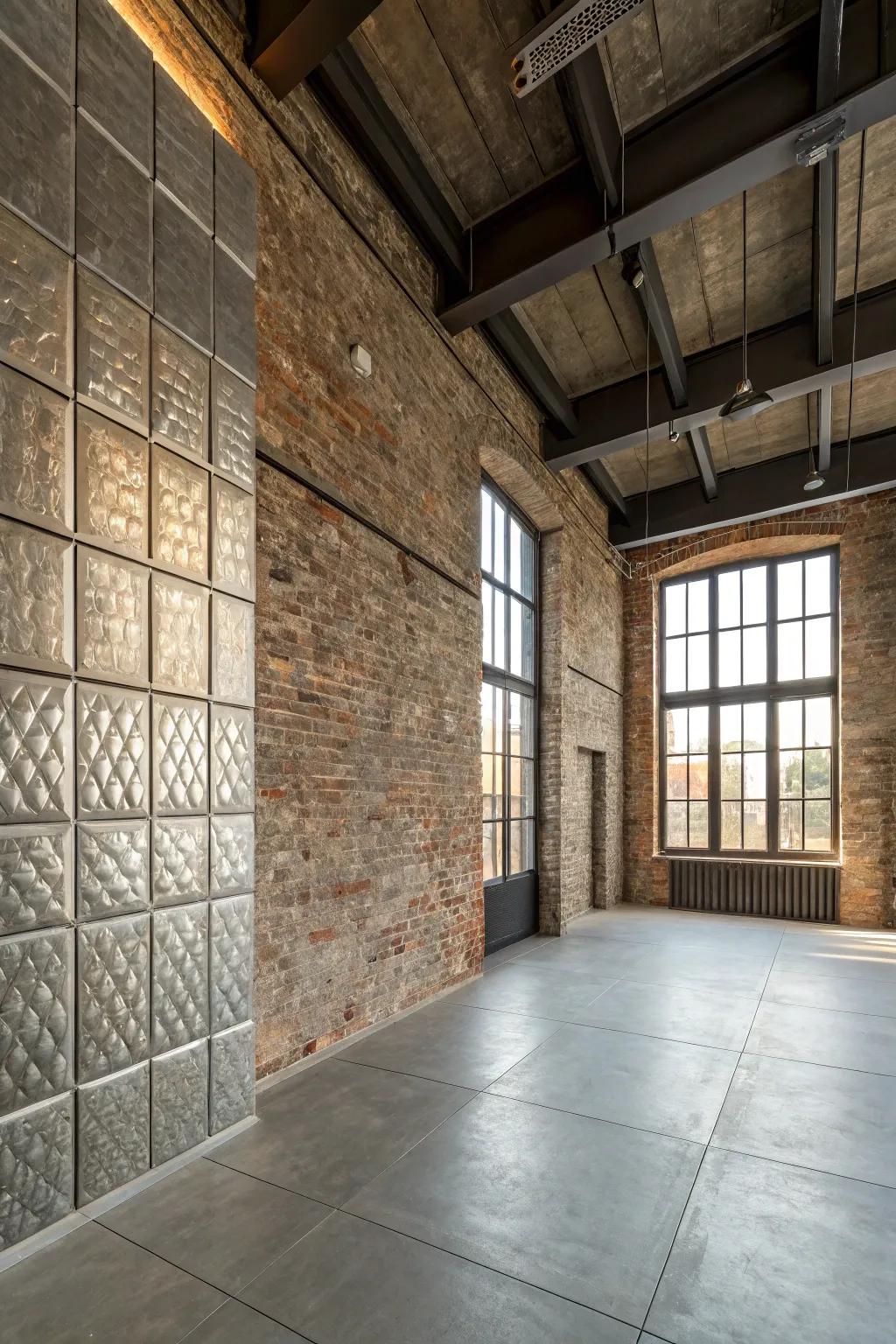Industrial-style tiles contribute a modern edge to this loft.