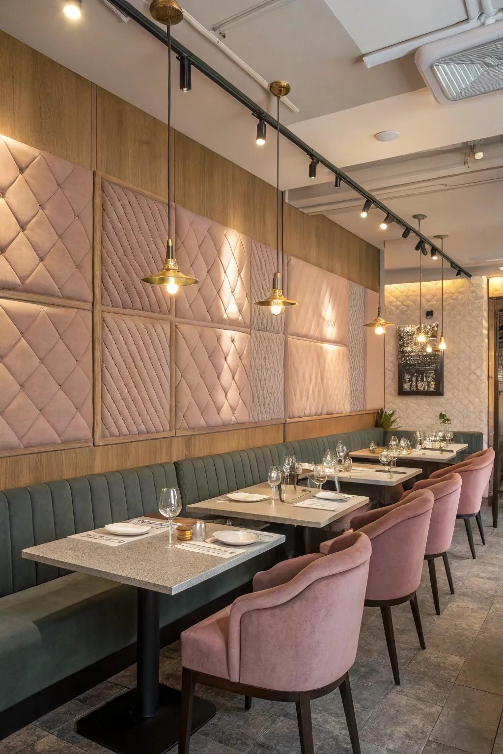 Effective acoustic design ensures a pleasing and conversational dining atmosphere.