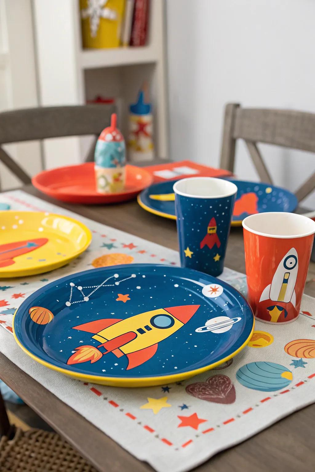 Include a touch of fun to meals with shuttle tableware.