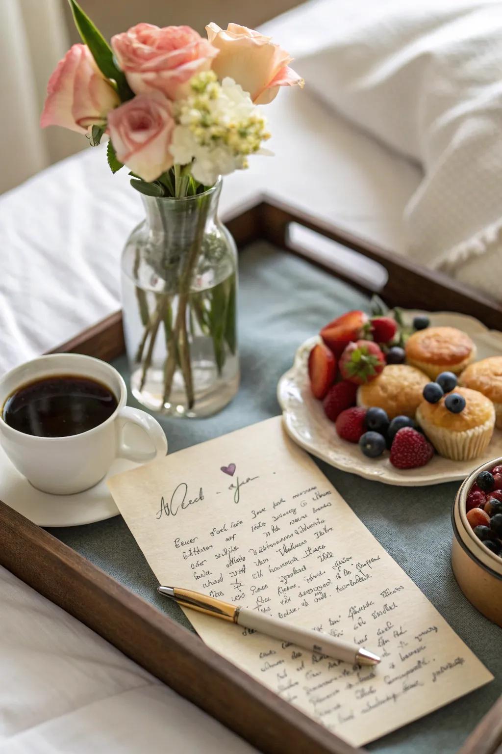 A custom love letter adds a heartfelt touch to your breakfast.