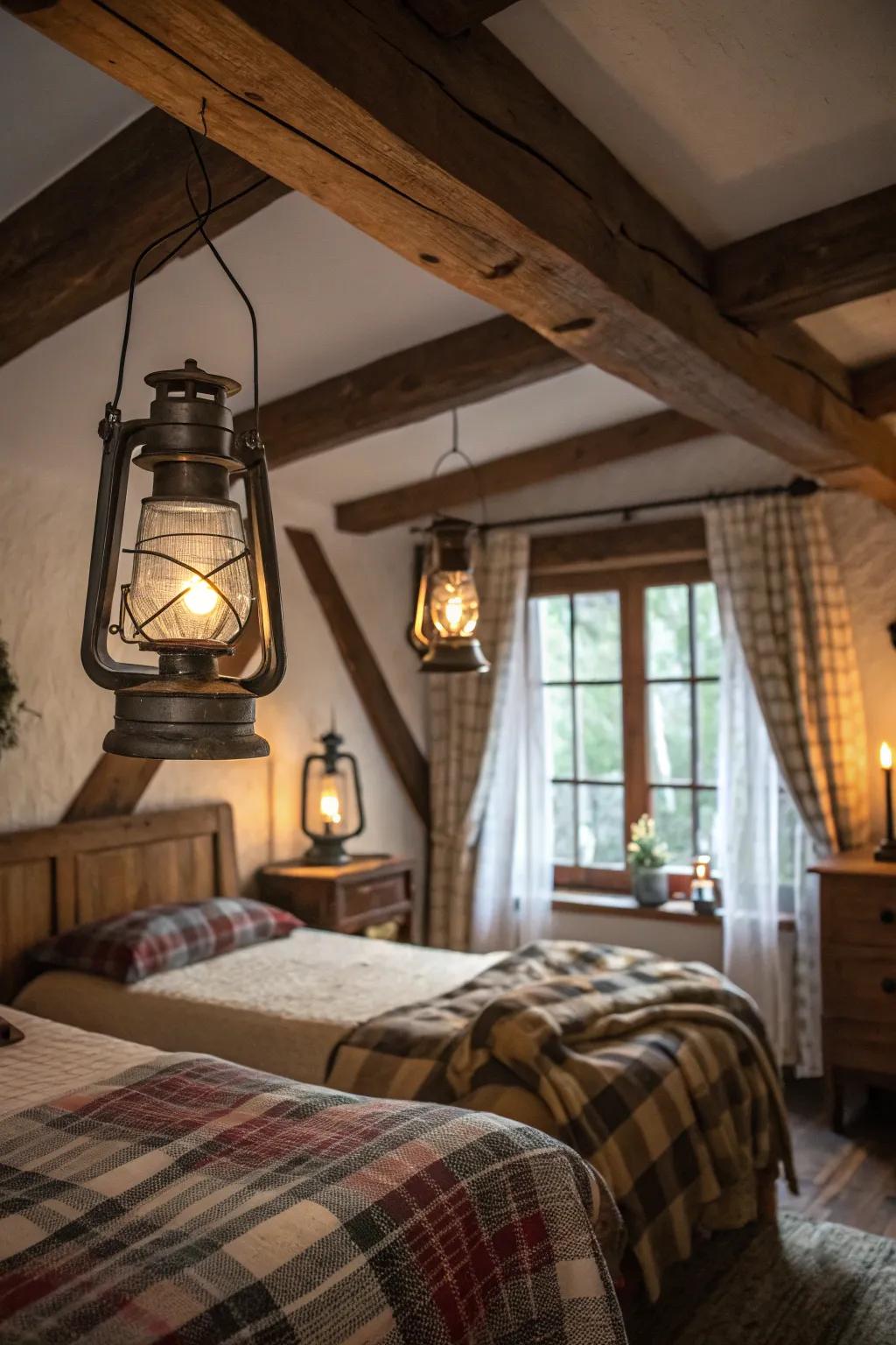 Suspended lights add quaint charm and ambient light.