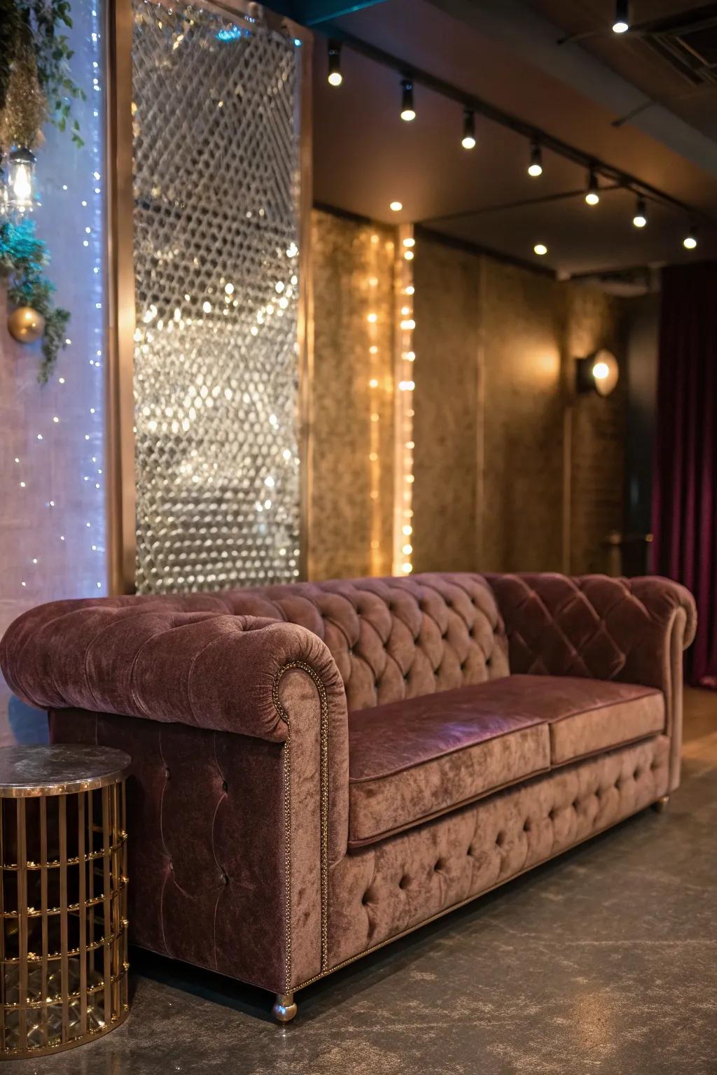 Surprising textures such as velvet add elegance to boho decor.