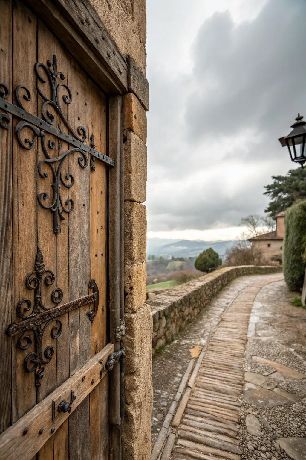 Country fixtures adorn a door trim, adding authenticity and style.