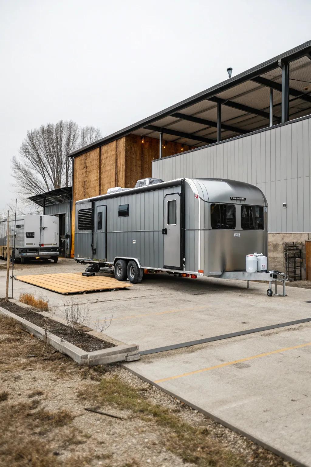 A durable metal RV shed that's both strong and stylish.