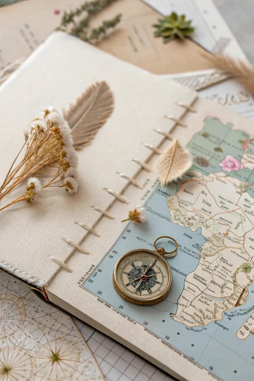 Journey through memories with elegance: A minimalist scrapbook page that maps your adventures with style.