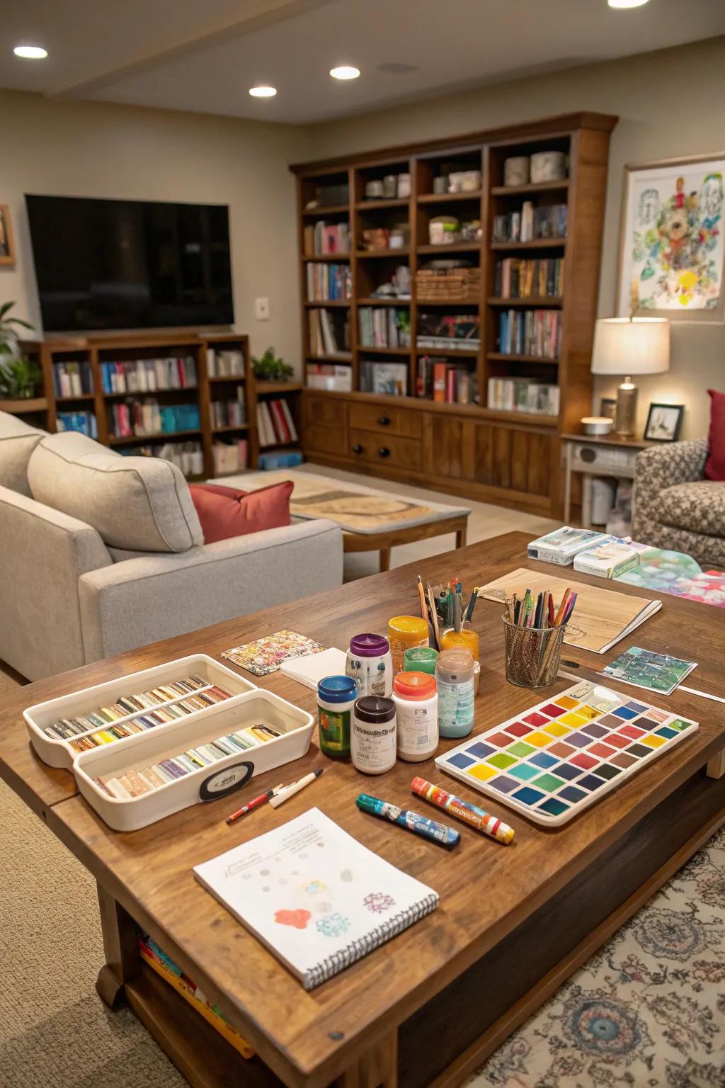 Turn your living room into a creative hobby zone.