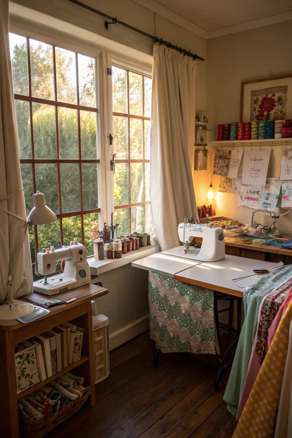 Natural illumination elevates the crafting ambiance.