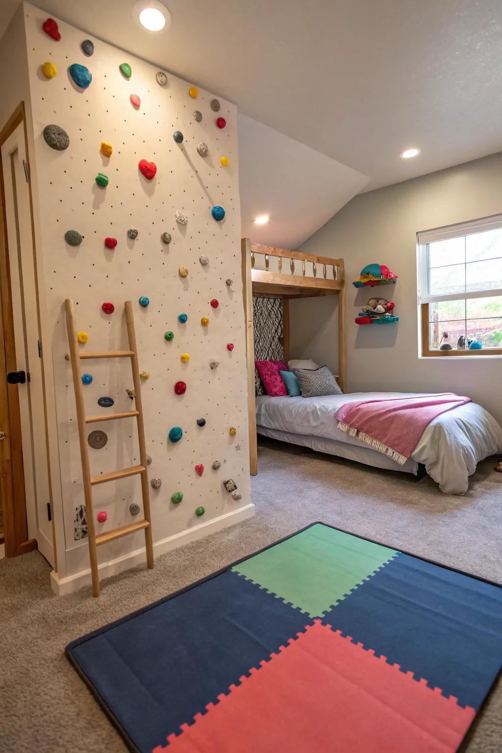 An ascending wall adds adventure and encourages physical activity.